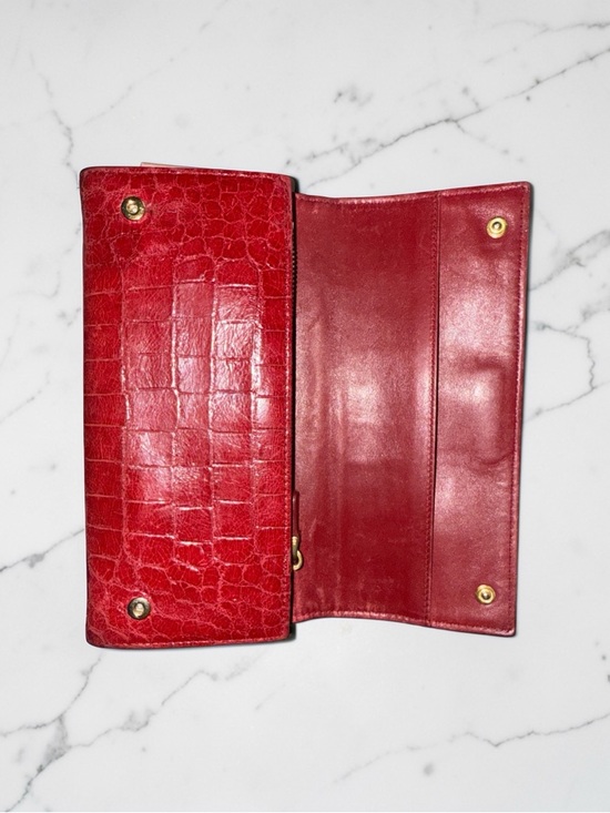 Miu Miu Red Cocco Lux Crocodile Embossed Leather Continental Flap Wallet - Picture 5 of 10